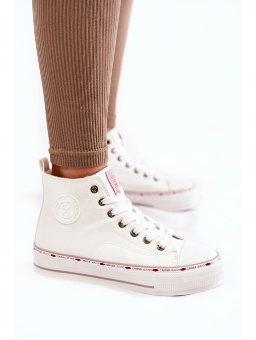 Women's High Warmed up Sneakers Cross Jeans KK2R4044C White