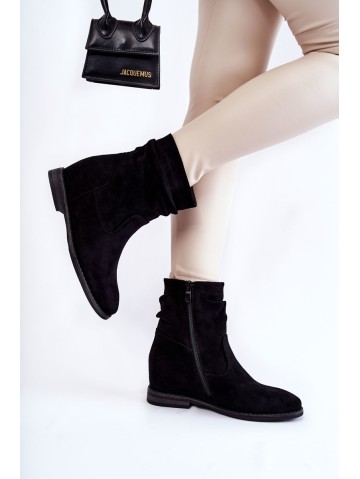 Fashionable Suede Boots On A Hidden Wedge Black Finney 2