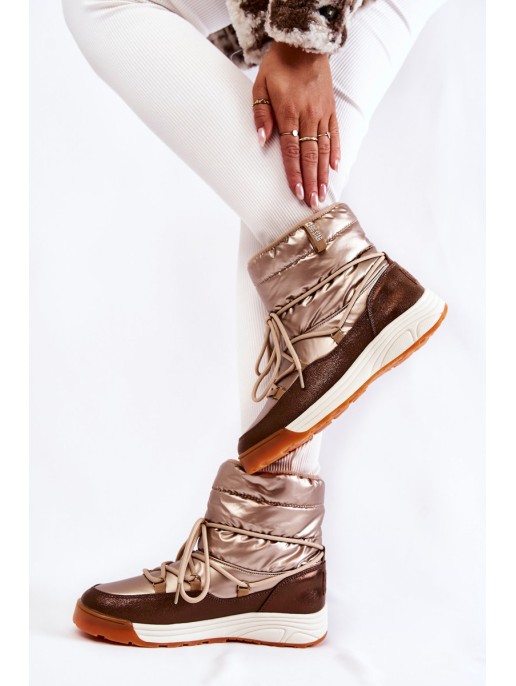 Women's snow boots Memory Foam Big Star KK274276 Gold-Brown Women's snow boots Memory Foam Big Star KK274276 Gold-Brown