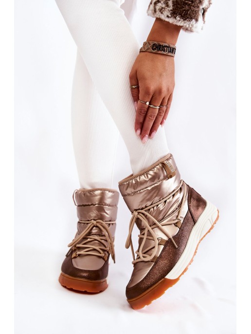 Women's snow boots Memory Foam Big Star KK274276 Gold-Brown Women's snow boots Memory Foam Big Star KK274276 Gold-Brown