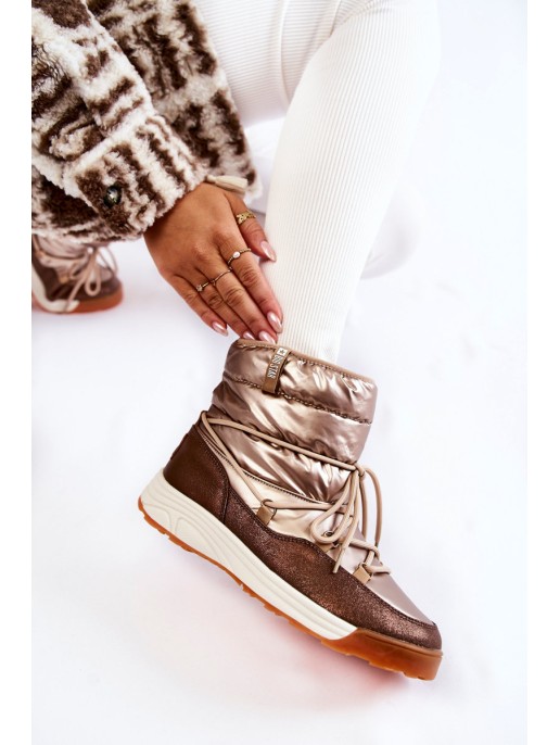 Women's snow boots Memory Foam Big Star KK274276 Gold-Brown Women's snow boots Memory Foam Big Star KK274276 Gold-Brown