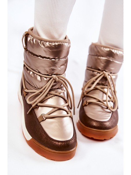 Women's snow boots Memory Foam Big Star KK274276 Gold-Brown