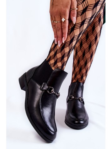 Leather Women's Flat Boots Black Elin 2
