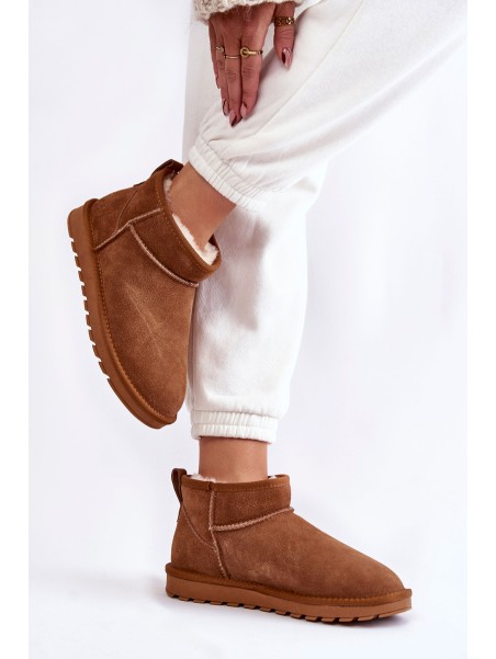 Women's Suede Low Snow Boots Camel Shelie
