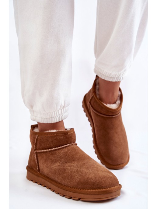 Women's Suede Low Snow Boots Camel Shelie