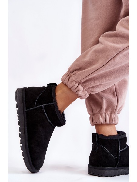 Women's Suede Low Snow Boots Black Shelie