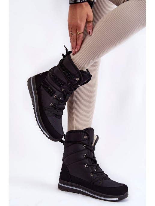 Women's Lace-up Snow Boots Progress PROGJ-22-134 Black Women's Lace-up Snow Boots Progress PROGJ-22-134 Black