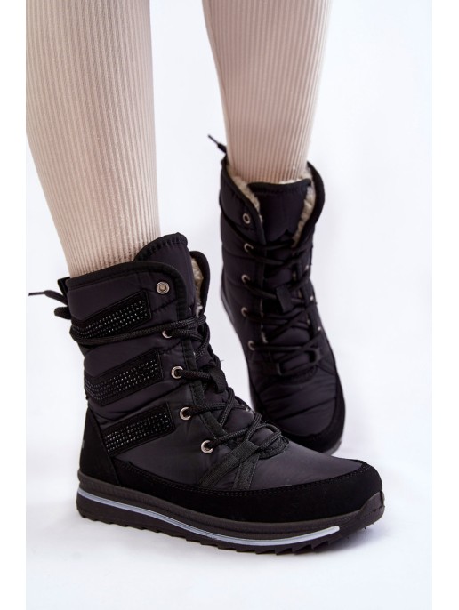 Women's Lace-up Snow Boots Progress PROGJ-22-134 Black Women's Lace-up Snow Boots Progress PROGJ-22-134 Black