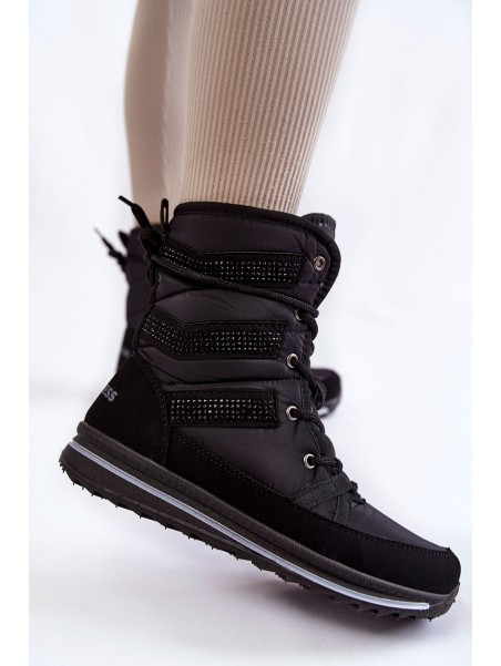 Women's Lace-up Snow Boots Progress PROGJ-22-134 Black