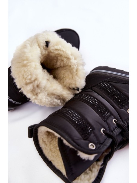 Women's Lace-up Snow Boots Progress PROGJ-22-134 Black