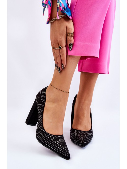 Suede Pumps With Decorative Studs Black Dories