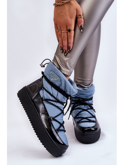 Women's Fashionable Lace-up Snow Boots Blue Carrios Women's Fashionable Lace-up Snow Boots Blue Carrios