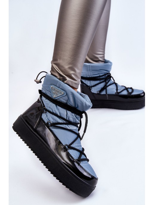 Women's Fashionable Lace-up Snow Boots Blue Carrios Women's Fashionable Lace-up Snow Boots Blue Carrios