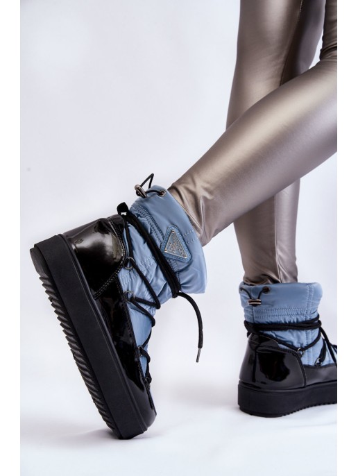 Women's Fashionable Lace-up Snow Boots Blue Carrios Women's Fashionable Lace-up Snow Boots Blue Carrios