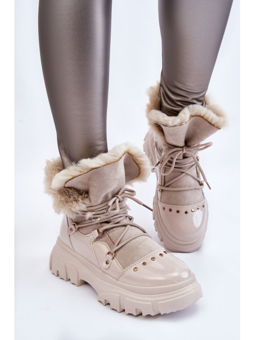 Women's Boots With Fur Lace-up Light beige Merron