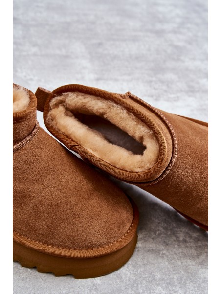 Fashionable Suede Low Snow Boots Camel Nucca