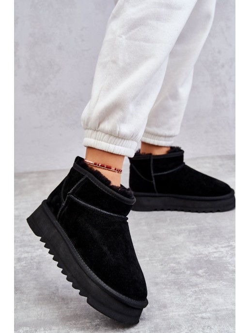 Fashionable Suede Low Snow Boots Black Nucca Fashionable Suede Low Snow Boots Black Nucca