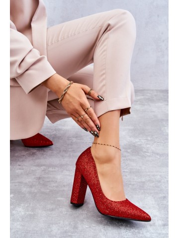 Shiny Pumps On Heel Red Elmira 2