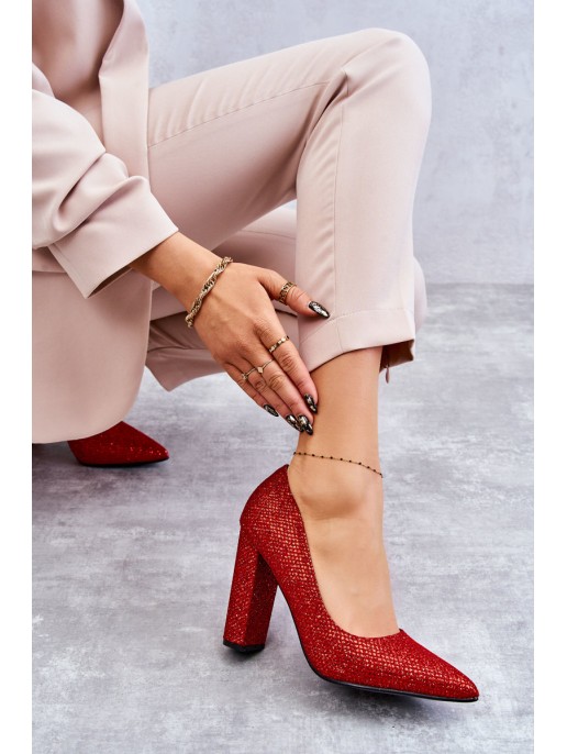 Shiny Pumps On Heel Red Elmira Shiny Pumps On Heel Red Elmira