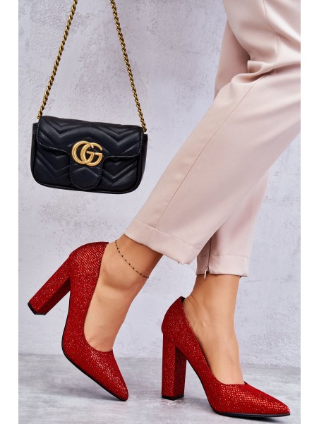 Shiny Pumps On Heel Red Elmira