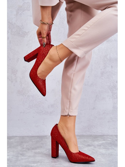 Shiny Pumps On Heel Red Elmira Shiny Pumps On Heel Red Elmira