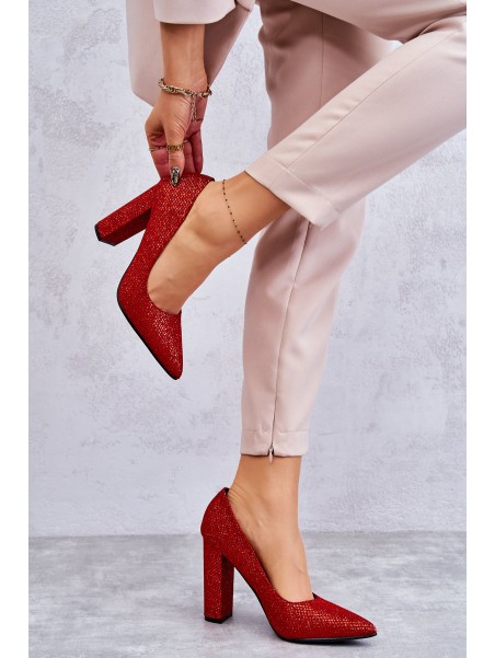 Shiny Pumps On Heel Red Elmira