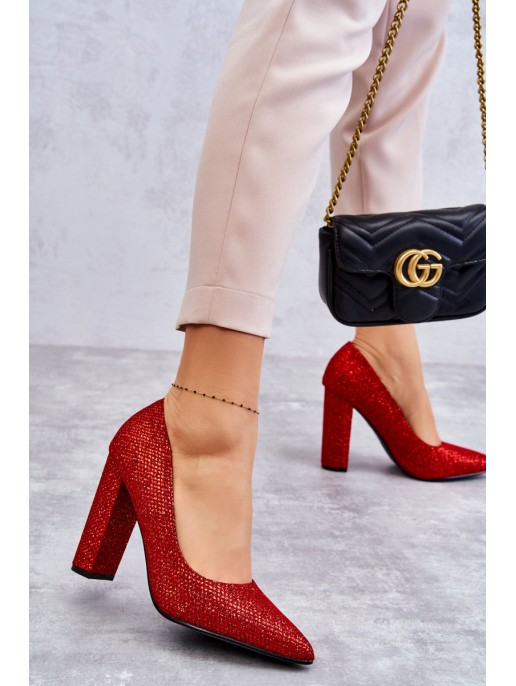 Shiny Pumps On Heel Red Elmira Shiny Pumps On Heel Red Elmira