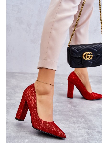 Shiny Pumps On Heel Red Elmira