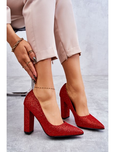 Shiny Pumps On Heel Red Elmira