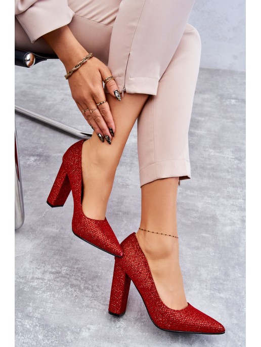 Shiny Pumps On Heel Red Elmira Shiny Pumps On Heel Red Elmira