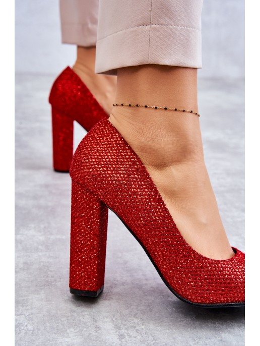 Shiny Pumps On Heel Red Elmira Shiny Pumps On Heel Red Elmira