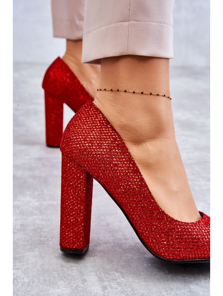 Shiny Pumps On Heel Red Elmira