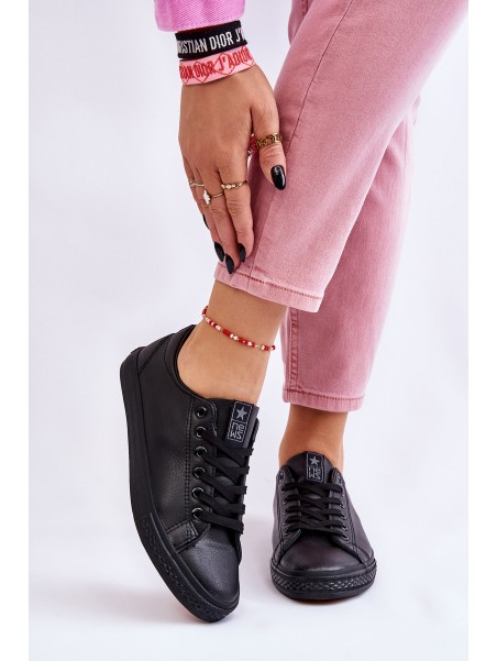 Women's Classic Leather Sneakers Black Misima