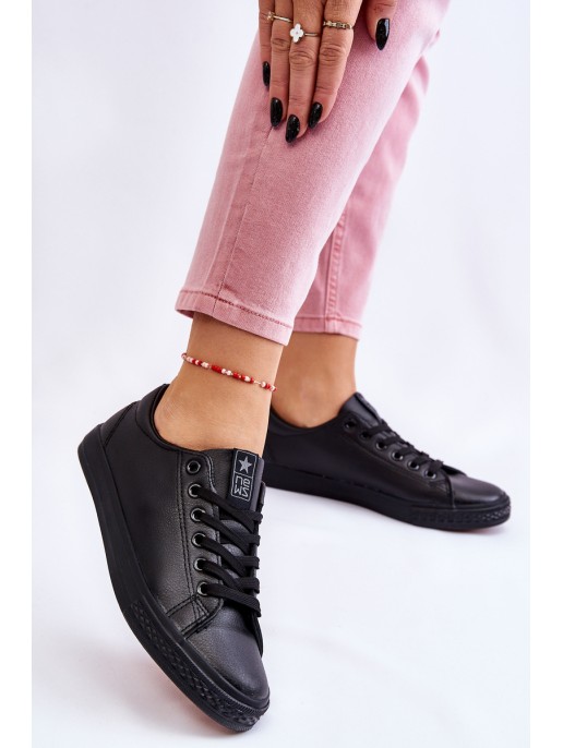 Women's Classic Leather Sneakers Black Misima