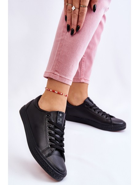 Women's Classic Leather Sneakers Black Misima