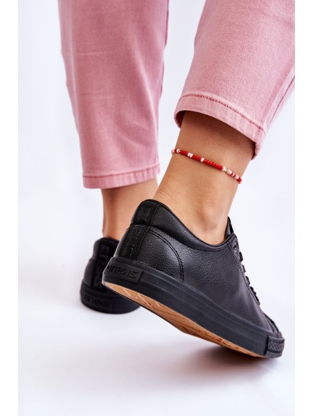 Women's Classic Leather Sneakers Black Misima