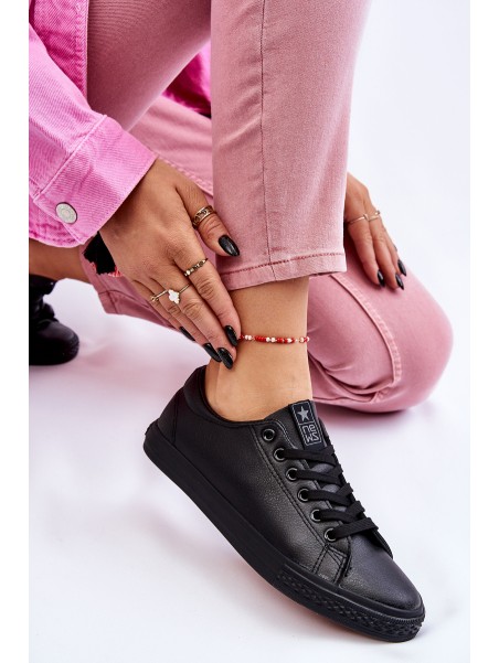 Women's Classic Leather Sneakers Black Misima