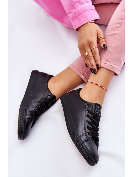 Women's Classic Leather Sneakers Black Misima