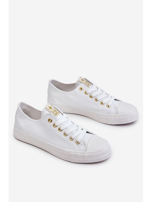 Women's Classic Sneakers White And Gold Ecoma