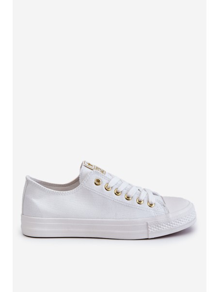 Women's Classic Sneakers White And Gold Ecoma