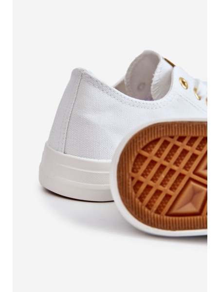 Women's Classic Sneakers White And Gold Ecoma