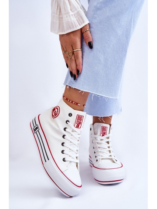 Moteriški aukštakulniai tekstiliniai sportbačiai Big Star LL274185 balti
