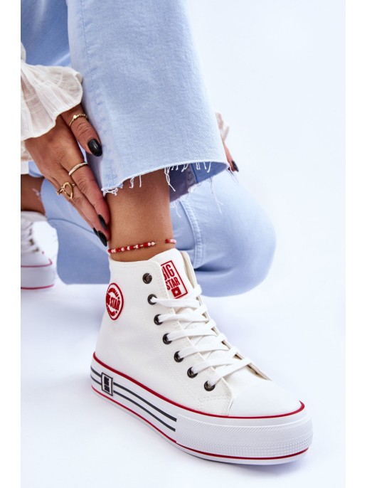 Moteriški aukštakulniai tekstiliniai sportbačiai Big Star LL274185 balti