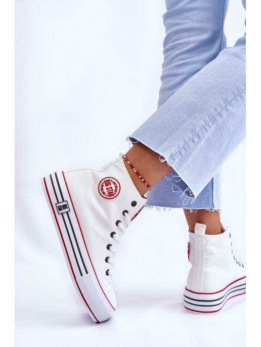 Moteriški aukštakulniai tekstiliniai sportbačiai Big Star LL274185 balti