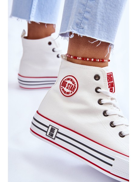 Moteriški aukštakulniai tekstiliniai sportbačiai Big Star LL274185 balti