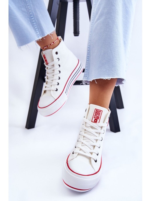 Moteriški aukštakulniai tekstiliniai sportbačiai Big Star LL274185 balti