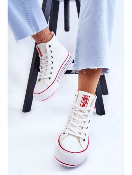 Moteriški aukštakulniai tekstiliniai sportbačiai Big Star LL274185 balti