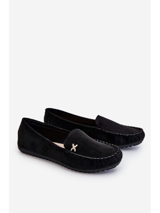 Women's Suede Loafers With Embellishments Black Leah