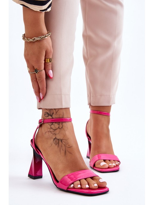 Patent Heeled Sandals Fuchsia Owen