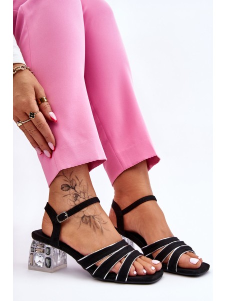 Zomšiniai sandalai su kristalais juodi Callan